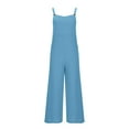 thumbnail image 3 of Women's Dressy Jumpsuits Women's Casual Loose Jacket Jumpsuit Set Of Sleeveless Solid Color Wide Leg Long Pants With Pockets Jumpsuit,Jumpsuit Womens Pants Casual Dress Pants Women, 3 of 4