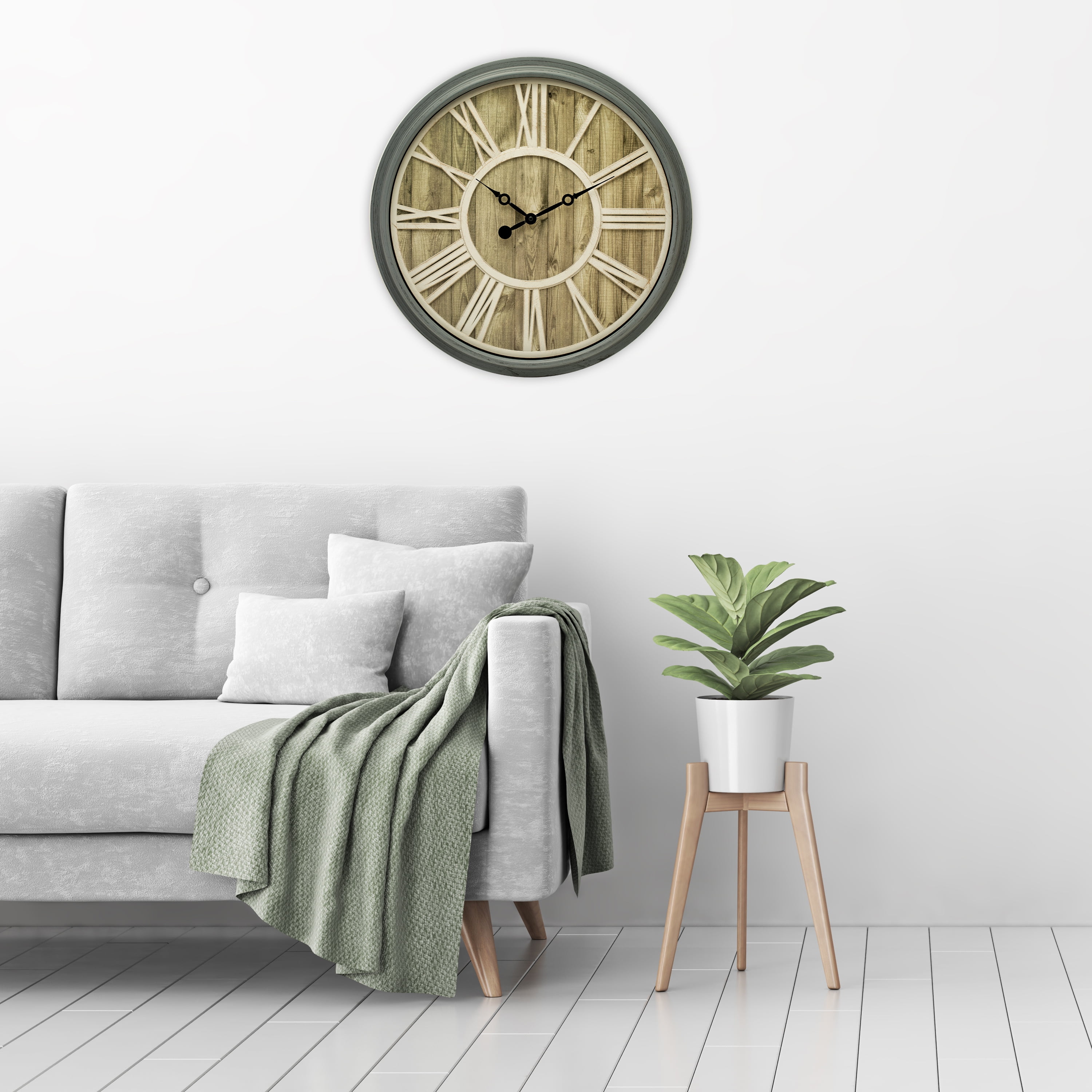 Pacific Bay Mannheim 20" Brown Analog Wall Clock - Rustic