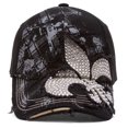 thumbnail image 1 of Top Headwear con cuentas Fleur-de-lis angustiada tapa de béisbol ajustable - Negro CHL Sombrero de cadete, 1 of 2
