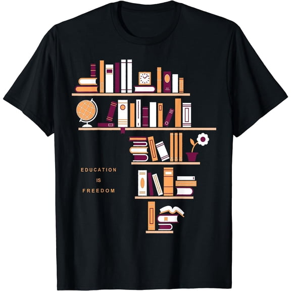 Africa Education Is Freedom Library Book Women T-Shirt Black Small