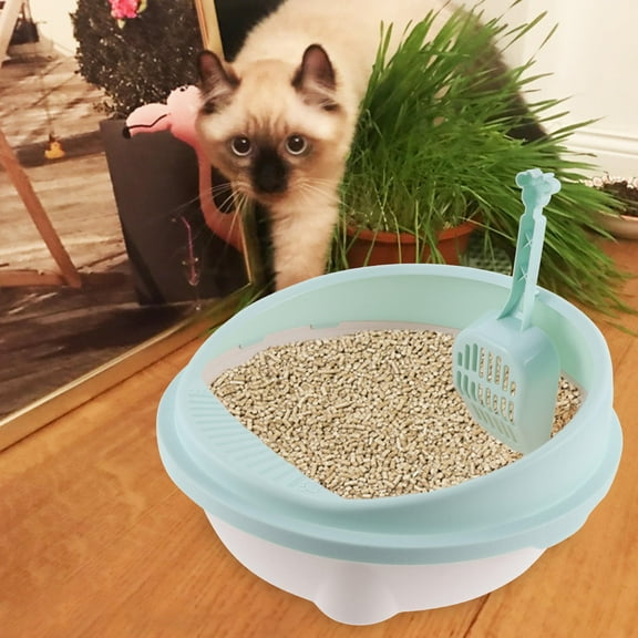 LULULION Semi Enclosed Sky Litter Box Portable Open Litter Tray with High Sides