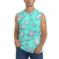 thumbnail image 2 of Lsque Seashell And Starfish Print Men's Cotton Blend Sleeveless Muscle Shirts (S-3XL)- Moisture Wicking, Odor Protection, UPF 30+,Large, 2 of 8