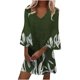 thumbnail image 2 of Puntoco Vestido De Manga Corta Con Cuello En V, Vestido Estampado Con Cuello En V Y Manga Acampanada, Informal, Con Cuello En V Y Manga Media, Color Verde Xl, 2 of 6