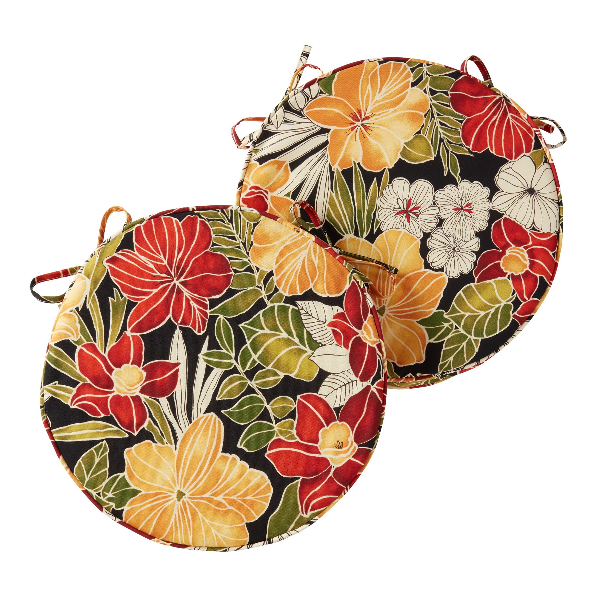 Greendale Home Fashions Outdoor 18'' x 18'' Round Seat Pad, Set of 2, Watermelon Stripe
