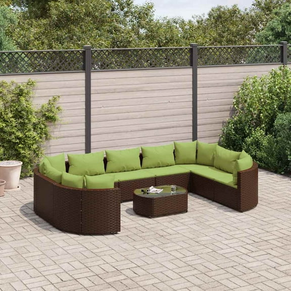 vidaXL Patio Sofa Set with Cushions Garden Furniture 10 Piece Poly Rattan