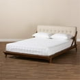 thumbnail image 2 of Allora Mid-Century Wood Full Size Platform Bed in Light Beige/Walnut Brown, 2 of 9