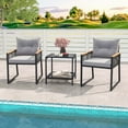 thumbnail image 5 of Costway 3 PCS Outdoor Conversation Set with 2-Layer Side Table Acacia Wood Armrests, 5 of 9