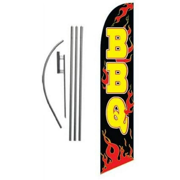 Barbeque BBQ Advertising Feather Banner Swooper Flag Sign with Flag Pole Kit and Ground Stake
