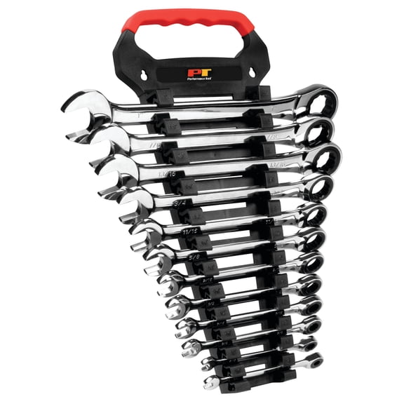 Performance Tool W30641 12pc SAE Combo Ratcheting Wrench Set | Drop Forged Chrome Vanadium Steel | Corrosion Resistant Finish | Sizes: 1/4 to 1 Inch