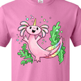 thumbnail image 4 of Inktastic Axolotl Unicorn with Rainbow Tail, Bubbles and Seaweed. T-Shirt, 4 of 5