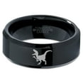 thumbnail image 2 of Tungsten Dinosaur Velociraptor Band Ring 8mm Men Women Comfort Fit Black Beveled Edge Polished, 2 of 4