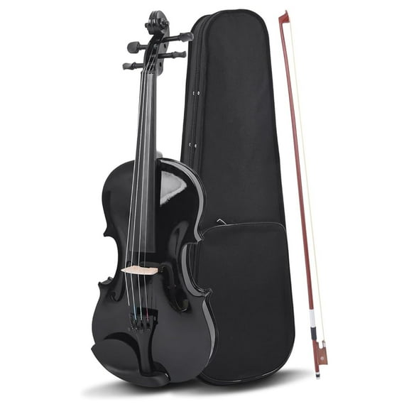 4/4 Violin Set Full Size Fiddle Set Black Acoustic Violinfor Beginners Adults with Violin Case