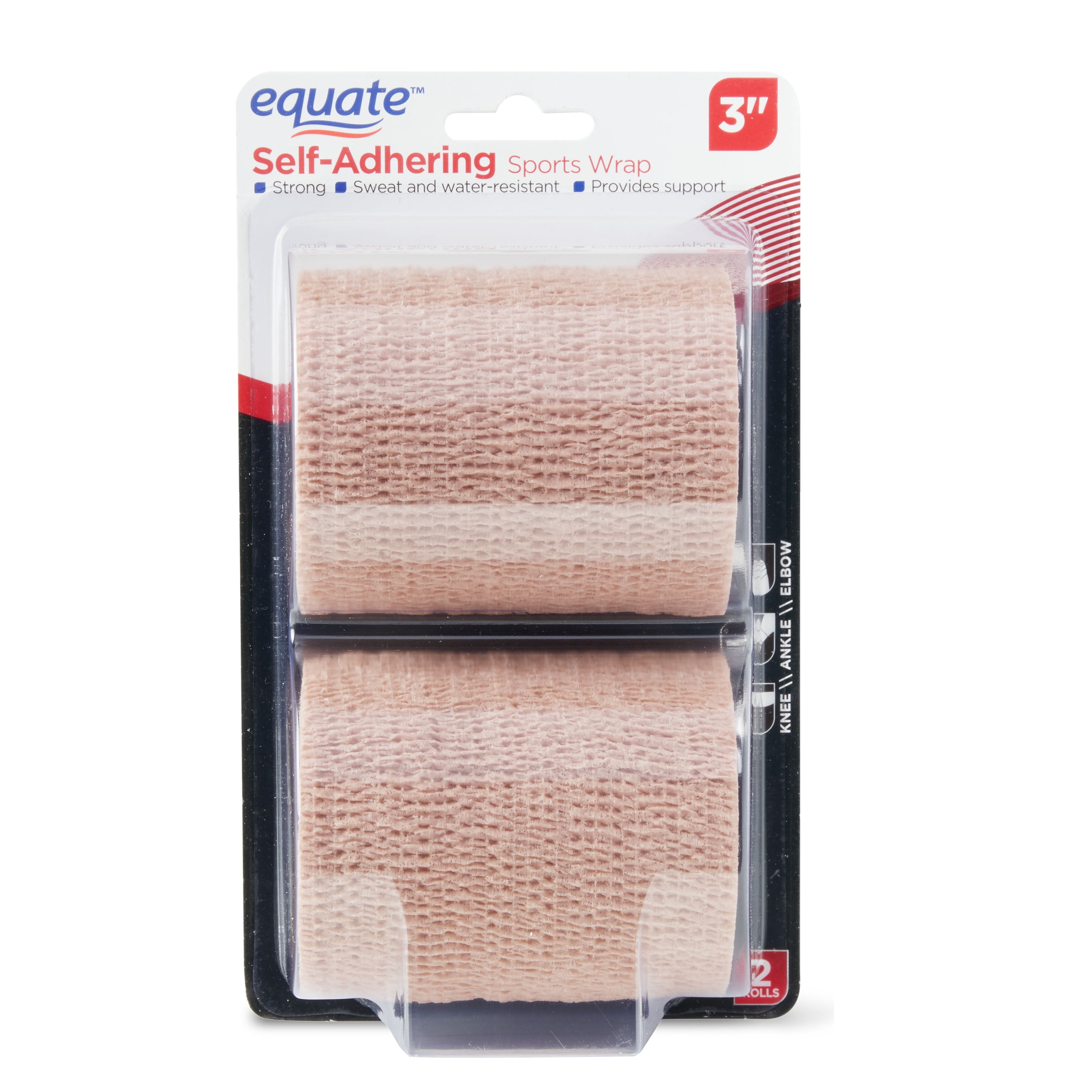 Equate SelfAdhering Sports Wrap, Tan, 3", 2 Count