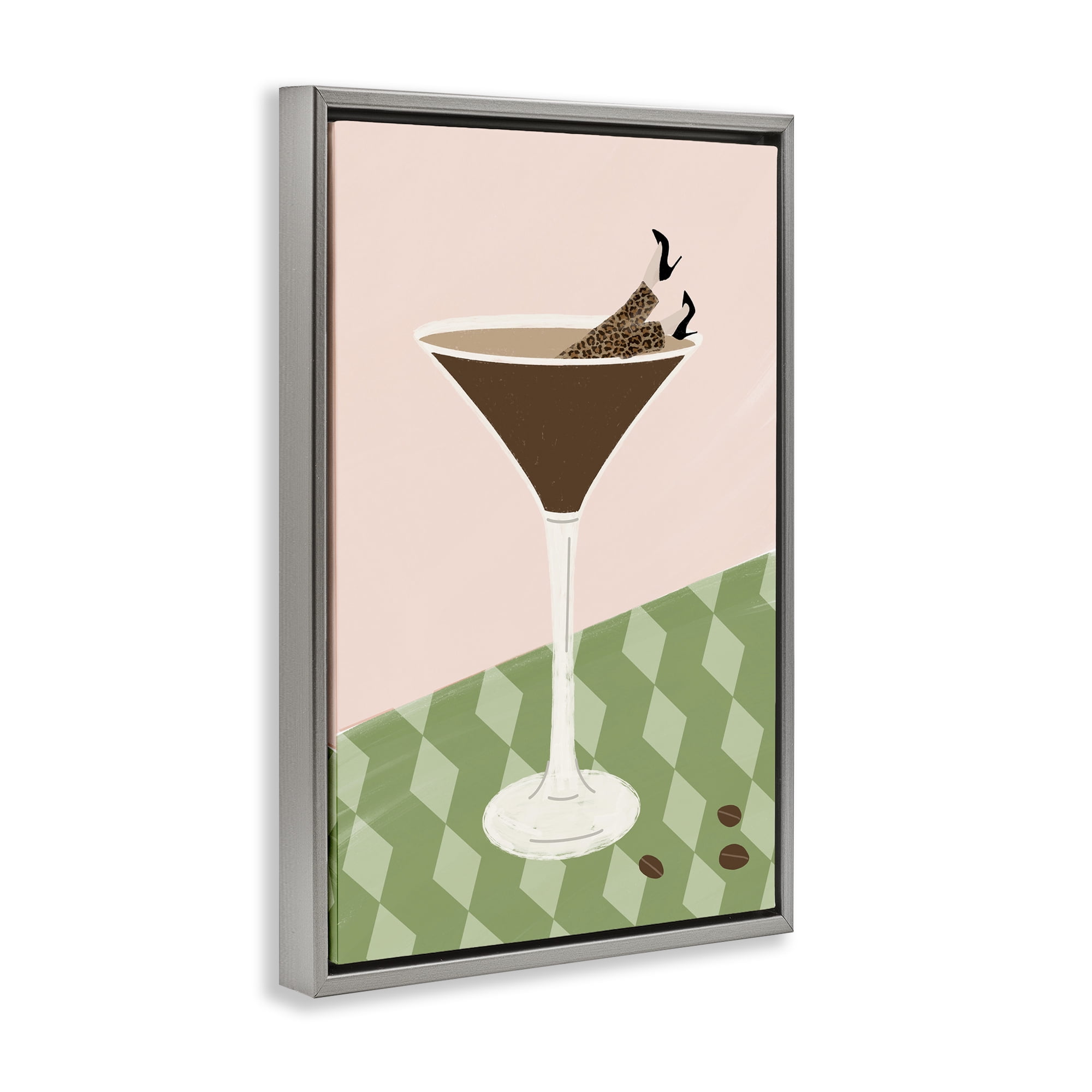 Stupell Industries Glam Martini Splash Gray Framed Floater Canvas Wall Art, design by Emily Navas