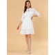thumbnail image 3 of Vestido Corto De Gasa Con Dobladillo Con Volantes Y Manga 3/4 Para Mujer Blanco XS Allegra K, 3 of 6
