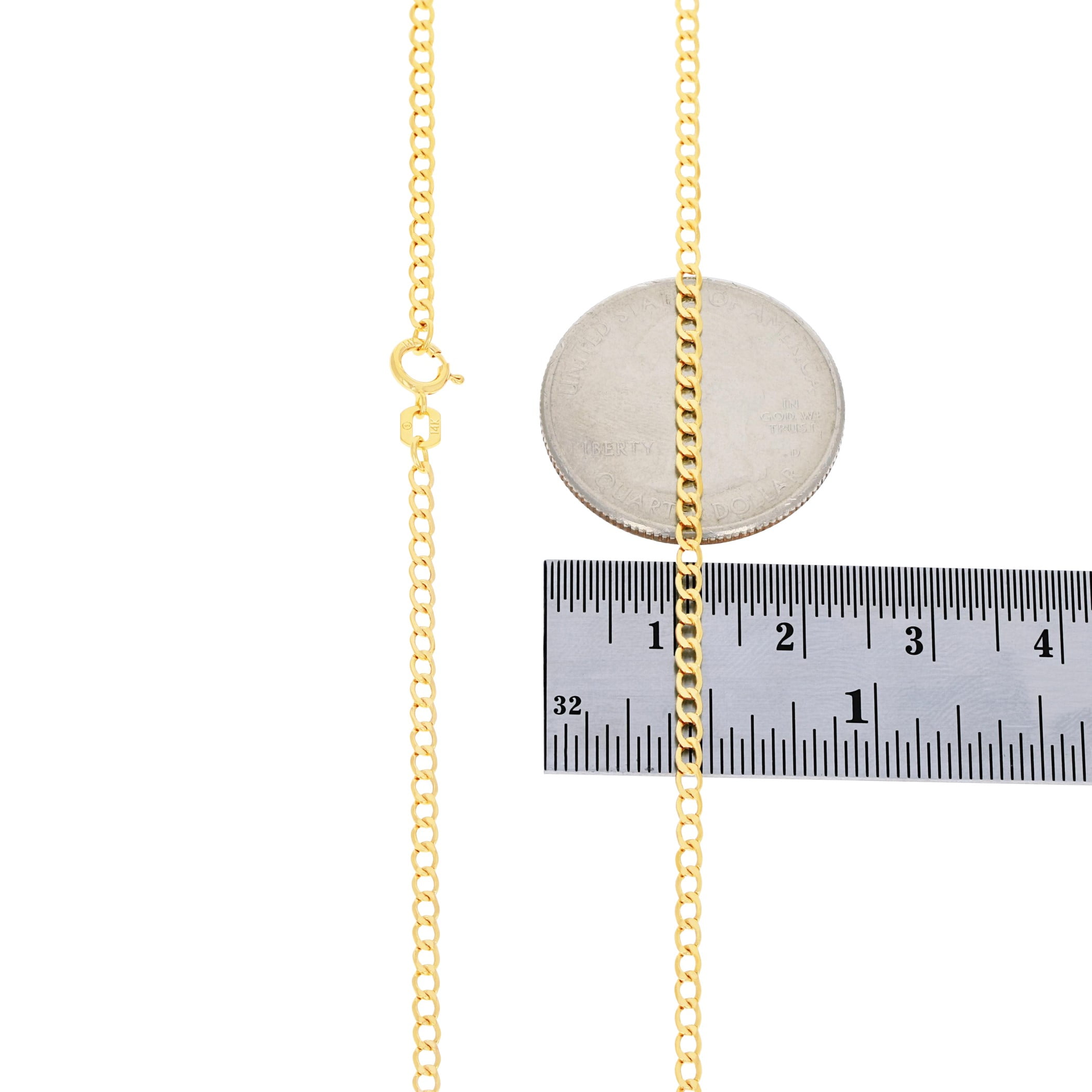 Nuragold 14k Real Yellow Gold Cuban Curb Link 2mm Chain Necklace (16"-24") Italian Jewelry for Men & Women