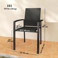 thumbnail image 2 of Set of 2 Stackable Outdoor Patio Chairs, Black Steel Frame and Breathable Texteline Fabric Garden Seats with Armrests for Balcony, Terrace, Backyard and Dining Area, 35" H, 2 of 7