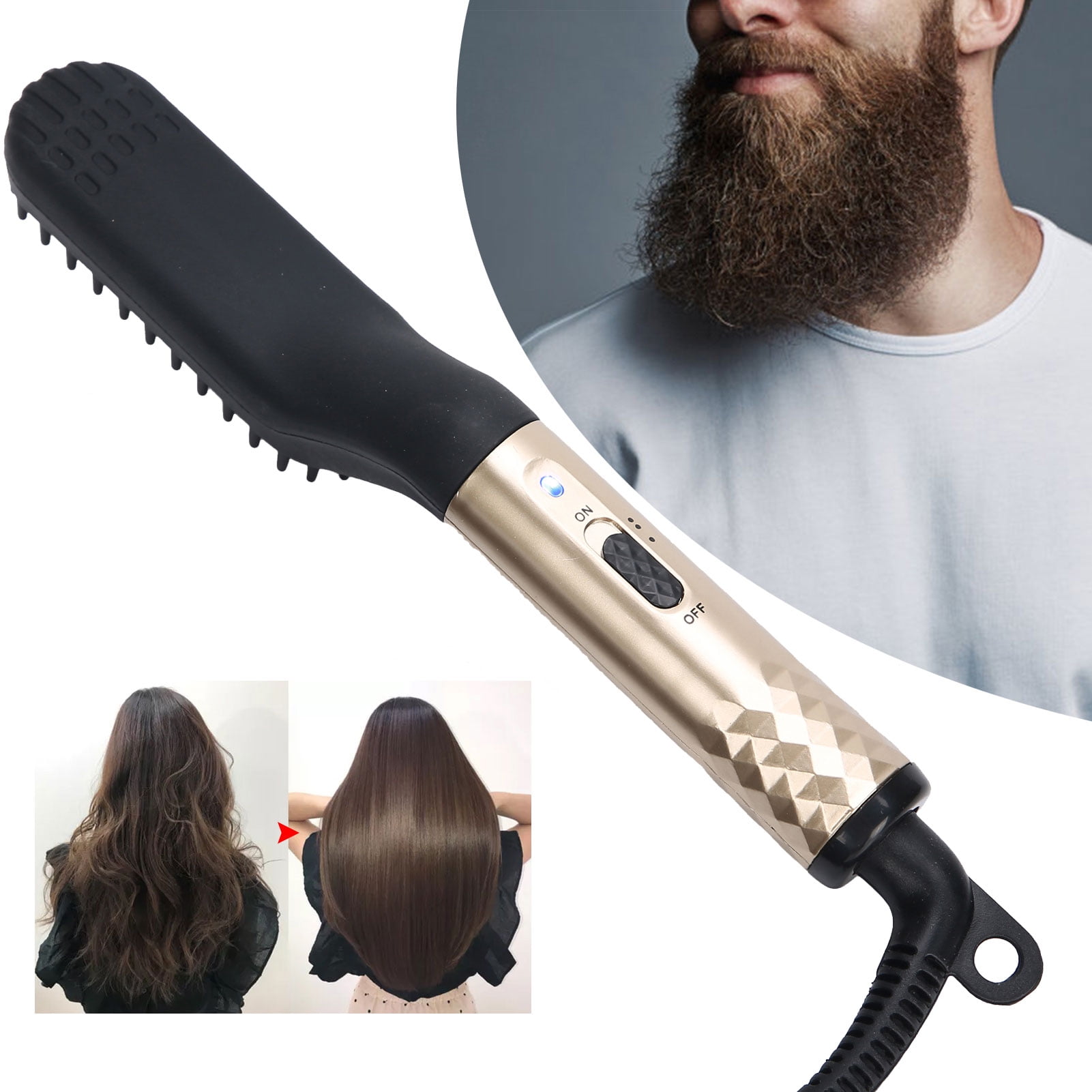 Ymiko Heated Hair Straightener Portable Professional Beard Straightener Men Beard Comb Beard Straightener Brush For Men s Beard Styling Us Plug