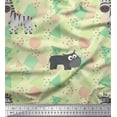 thumbnail image 1 of Soimoi Green Cotton Cambric Fabric Geometric Shapes,Wild Animal & Hippopotamus Kids Printed Fabric 1 Yard 56 Inch Wide, 1 of 1