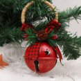 thumbnail image 5 of Colgador de puerta con lazo de cuadros de búfalo, cascabel de pino navideño, adornos para colgar en la pared, 2 uds., 5 of 5