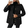 thumbnail image 2 of ClodeEU Women's Lapel Jacket,Buttons Single Breasted Coat ,Casual Fall Coat with Pockets Black,Womens Plus XL, 2 of 6