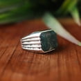 thumbnail image 2 of Moss Agate Ring, 925 Sterling Silver Ring, Square Cut Crystal Ring, Natural Stone Ring, Statement Ring, Unisex Jewelry, Handmade Jewelry***, 2 of 5