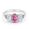 thumbnail image 2 of Gem Stone King 10K White Gold Pink and White Moissanite and White Diamond Engagement 3-Stone Engagement Ring for Women (1.92 Cttw, Size 9), 2 of 4