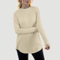 thumbnail image 4 of Yuanlong Womens T-Shirts Oversized Solid Long Sleeve Round Neck Tee Loose Tshirts Spring Layer Clothes Lady Relaxed Tops, 4 of 4