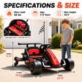 thumbnail image 6 of Conchico 12V Electric Drift Go Kart for Kids, Powered Ride on Toy Car with Rear Swivel Wheels, Water Spray Function, Cup Holder for Boys Girls Ages 3-8, Red, 6 of 10