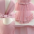 thumbnail image 5 of SERTG Little Girls' Party Dress Sheer Paneled Skirt with Back Zipper Short Sleeve Round Neck Princesse Outfit for 6 Months-4 Years(Hot Pink,18 Months), 5 of 7