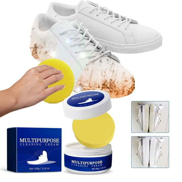 Fiudx Crema para Limpiar Zapatos, Potente Quitamanchas para Zapatillas Blancas, Mantenimiento Multiusos para Zapatos de Lona, Fácil Aplicación con Esponja, Uso Doméstico y de Viaje, Solución de Rápid