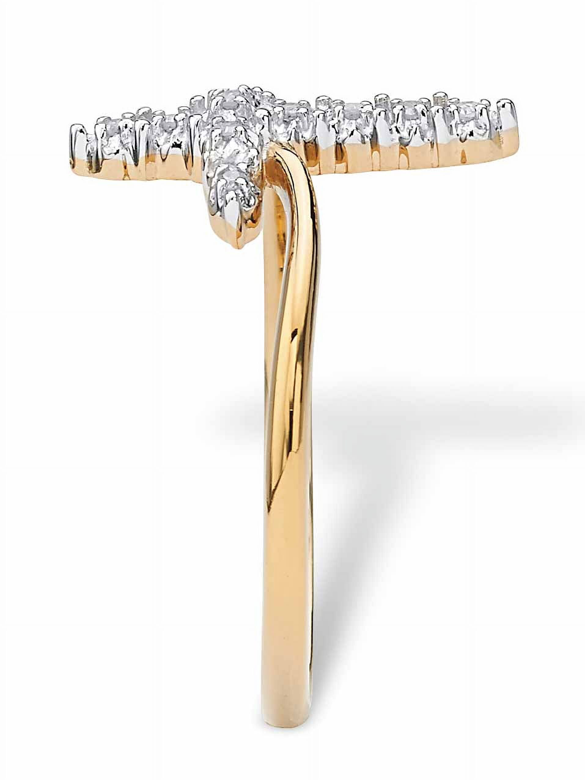 PalmBeach Jewelry White Diamond Accent Cross Ring in 18k Gold-Plated or Platinum-Plated Sterling Silver