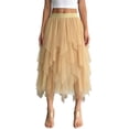 thumbnail image 3 of Womens Irregular Mesh Tulle Skirt High Waist Versatile Slimming Layered Tutu Skirt Champagne M, 3 of 7