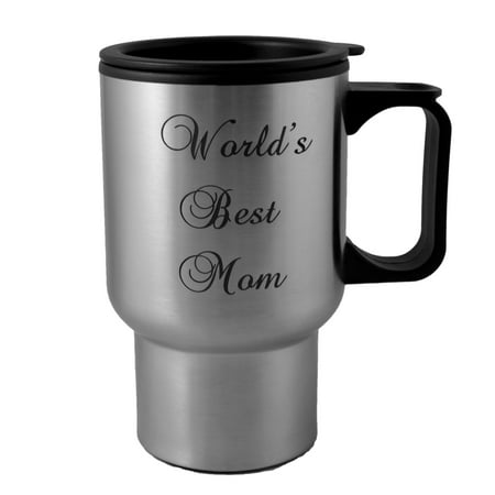 14oz Worlds Best Mom stainless steel mug W/Handle (Best Steel For Katana)
