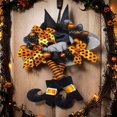 thumbnail image 4 of Corona de Halloween Corona decorativa con bolas naranjas con adornos de cinta Corona de brujas Corona de bienvenida para el hogar Festival de la pared BLESIY corona de halloween, 4 of 7
