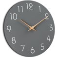 thumbnail image 2 of Reloj de pared silencioso, sin tictac, de 10 pulgadas, funciona con pilas, estilo moderno, reloj de madera decorativo para cocina, hogar, dormitorios, oficina, 2 of 5
