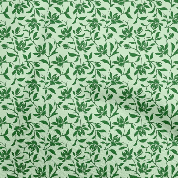 oneOone Cotton Poplin Twill Mint Green Fabric Floral Silhouette Quilting Supplies Print Sewing Fabric By The Yard 56 Inch Wide