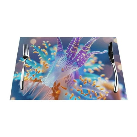 

Colorful aquatic animals mat heat-resistant dining table mat washable PVC table mat woven vinyl kitchen table mat indoor anti slip and anti fouling dining mat