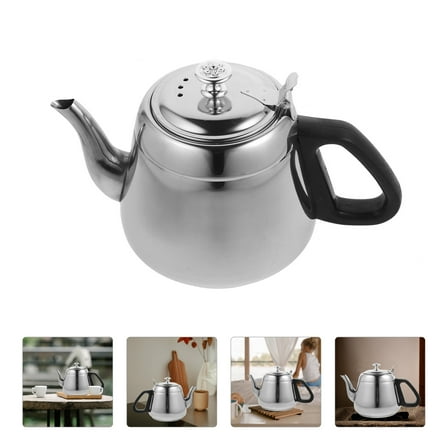 WEAVILUX Teapot With Strainer Thickened Stainless Steel Silver 1Pcs for Home Use