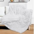 PAVILIA Luxury Faux Fur Throw Blanket, White, Warm Sherpa Fleece for