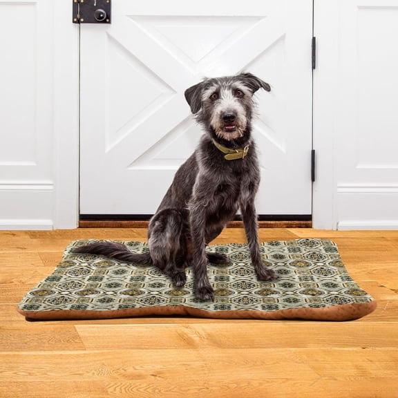 Iauyy 18x24inch Washable Dog Bed Mats, 4cm Thick Comfort Pet Bed with Non-Slip Bottom for Crates, Indoors & Outdoors - Puppy Essentials,Subtle Golden Elements