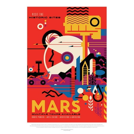 NASA/JPL: Visions Of The Future - Mars Fantasy Sci-Fi Travel Ad Poster Wall