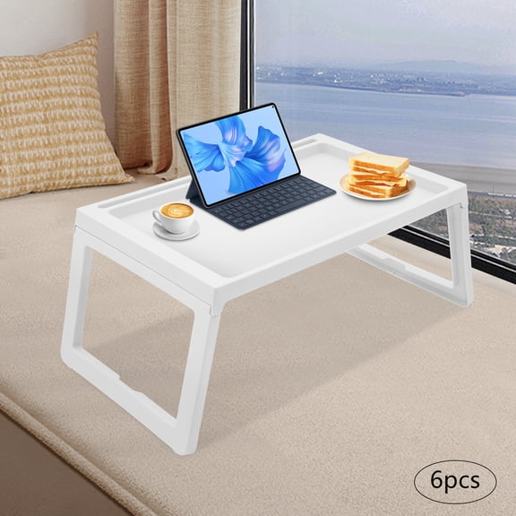 6 Pack Foldable Lap Desk, Portable Bed Tray Table with Phone & Tablet Slot for Eating, Working, Kids