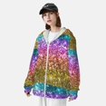 thumbnail image 3 of Balery Glitter Rainbow Sudadera ligera de manga larga con capucha y protección solar UPF 50+ para hombre y mujer, ideal para pesca y running-X-Large, 3 of 7
