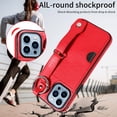 thumbnail image 4 of TECH CIRCLE Case for iPhone 15 Pro (6.1") 2023 - Lightweight Leather Phone Case with Stand & Card Holder & Buckle & Hand Strap, Protective Functional Cover, Red, 4 of 8