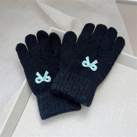 Kids Warm Knit Gloves, Kids Knitted Gloves Soft Thermal Gloves, Toddler Magic Gloves Full Finger Gloves, Stretchy Warm Gloves for Boys and Girls Black 3-8 Years