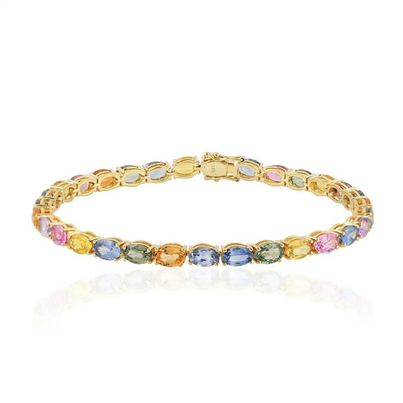 Multi Sapphire Gemstone 18k Yellow Gold plated sterling silver Tennis Bracelet Jewelry For Women multi sapphire tennis bracelet