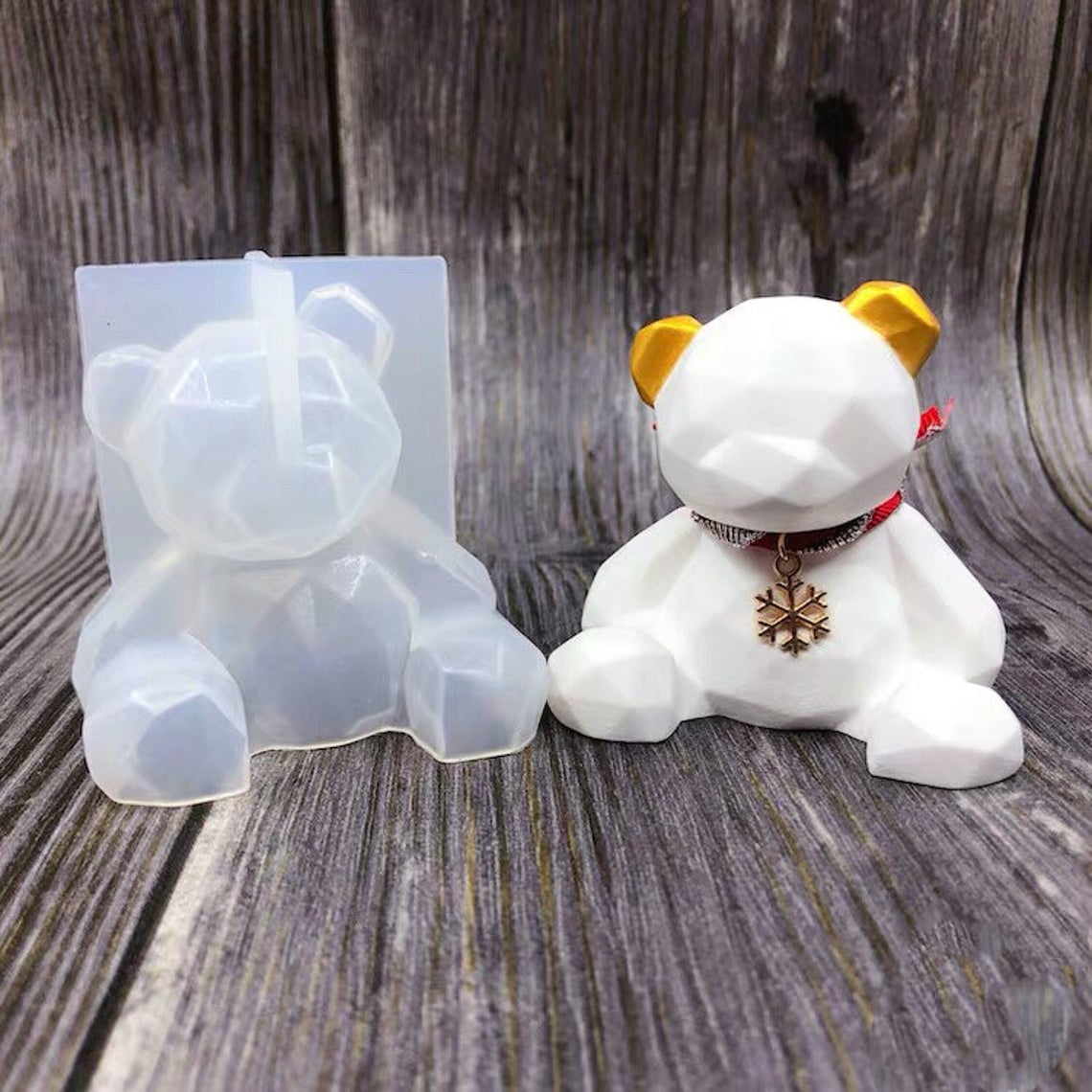 Wholesale Y998 New Design Teddy Bear Epoxy Resin Silicone Candle Mold with  Base Holder Mold From m.