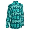 thumbnail image 5 of Teal Floral Elephant Blouse Paisley Animal Print Street Style Loose Blouses Long-Sleeve Cute Shirt Graphic Tops Big Size 2XL 3XL, 5 of 7