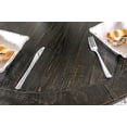 thumbnail image 3 of Rustic 5pc Dining Set Round Dining Table 4x Side Chairs Gray Fabric Button Tufted Scroll Back Chair Pedestal Base Dining Room, 3 of 9